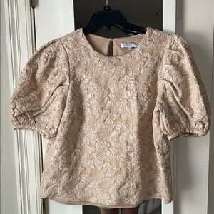 Endless Ross Elegant Beige Lace Puff Sleeve Top